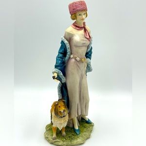 The Regal Collection: Stamped #90349 Kirsty & Collie Dog Art Deco 10” Statue